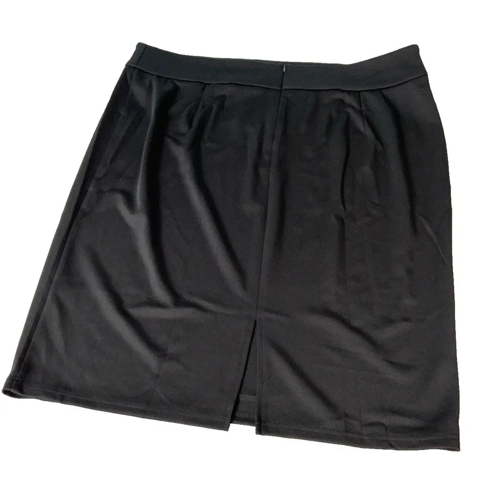 Hanna Nikole Black Plus Size Pencil Skirt 22W Knee Length Back Slit NWT